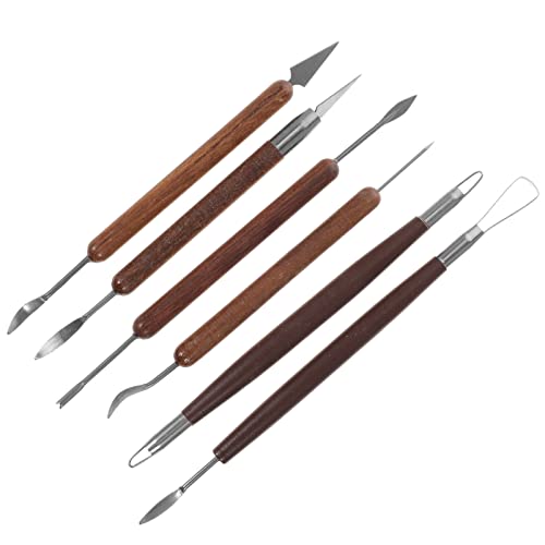 HEALLILY 6PCS Clay Sculpting Tools Pottery Starter Tool Clay Modeling Chisel Tools Carving Tools Kit Accessory for Art DIY Crafts