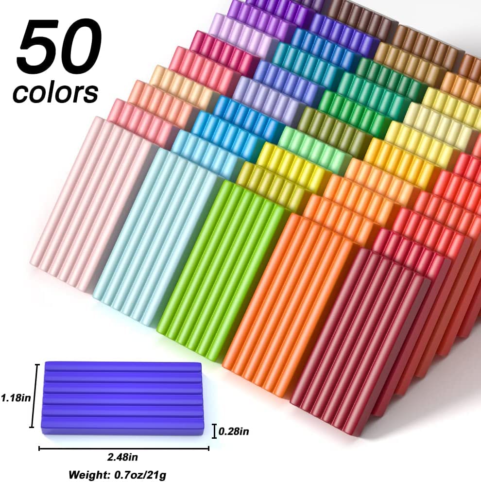 Polymer Clay, Shuttle Art 50 Colours Soft Oven Bake Modeling Clay Kit, 19 Sculpting Clay Tools and 10 Kinds of Accessories, Non-Stick, Non-Toxic, Ideal DIY Gift for Kids