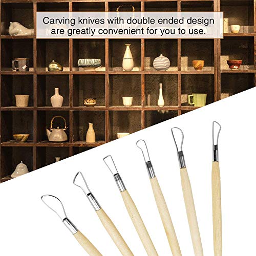 Gasea 6pcs Double Ended Wooden Ribbon Cutter Clay Sculpting Tools for Pottery, Ceramics Sculpture, Carving, Scraper Craft Modelling Tools