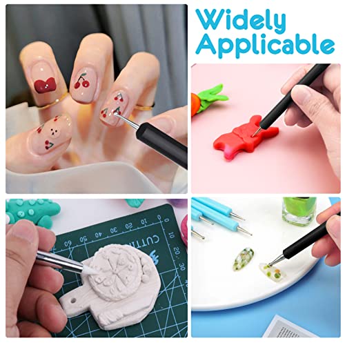 5 Clay Sculpting Tools, Pottery Kit Modelling Polymer Clay Dotting Tools Silicone Soft Rubber Tip Modelling Pen Paint Brush for Ceramic Pottery Sculpture Fondant Shaping Painting Nail Beauty (Black)