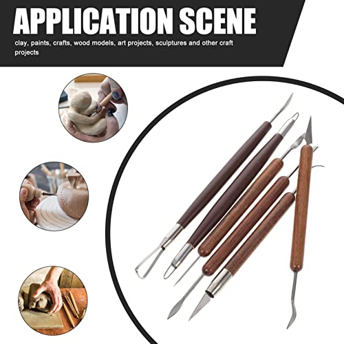 HEALLILY 6PCS Clay Sculpting Tools Pottery Starter Tool Clay Modeling Chisel Tools Carving Tools Kit Accessory for Art DIY Crafts