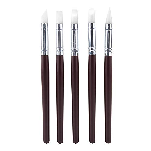5pcs/set Silicone Carving Art Pen Pottery Sculpture Clay Shaping Watercolor Painting DIY Tools Flexible Silicone Rubber Clay Colour Shaping Modeling Wipe Out Tools Soft Tips Shapers Nail Art