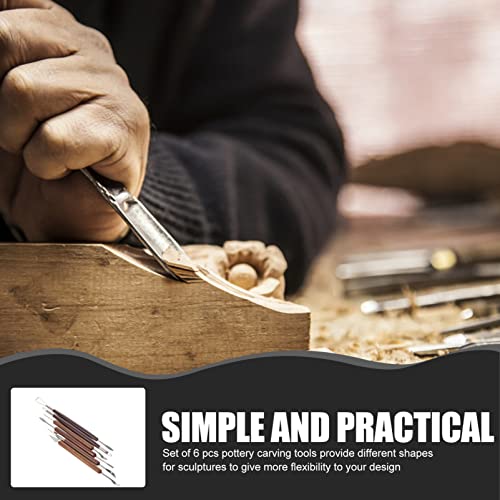 HEALLILY 6PCS Clay Sculpting Tools Pottery Starter Tool Clay Modeling Chisel Tools Carving Tools Kit Accessory for Art DIY Crafts