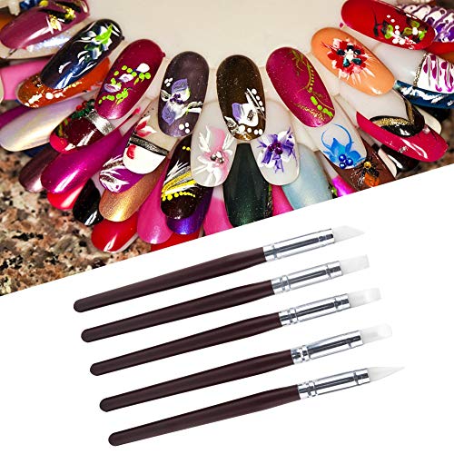 5pcs/set Silicone Carving Art Pen Pottery Sculpture Clay Shaping Watercolor Painting DIY Tools Flexible Silicone Rubber Clay Colour Shaping Modeling Wipe Out Tools Soft Tips Shapers Nail Art