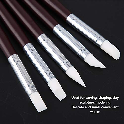5pcs/set Silicone Carving Art Pen Pottery Sculpture Clay Shaping Watercolor Painting DIY Tools Flexible Silicone Rubber Clay Colour Shaping Modeling Wipe Out Tools Soft Tips Shapers Nail Art