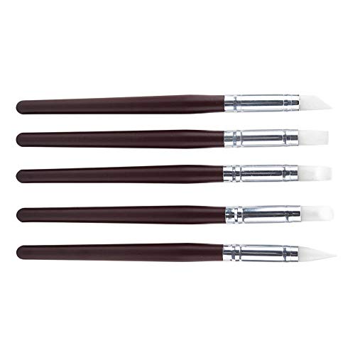 5pcs/set Silicone Carving Art Pen Pottery Sculpture Clay Shaping Watercolor Painting DIY Tools Flexible Silicone Rubber Clay Colour Shaping Modeling Wipe Out Tools Soft Tips Shapers Nail Art