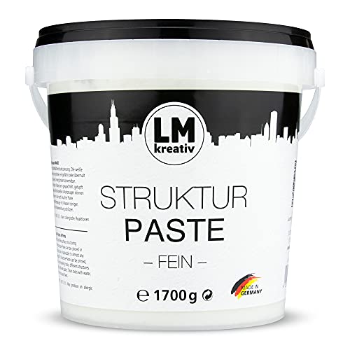 LM fine structure paste, 1.7 kg in bucket, white, filler / structural colour for artist supplies, modelling clay/ modelling paste with fine grain, also ideal as a filler