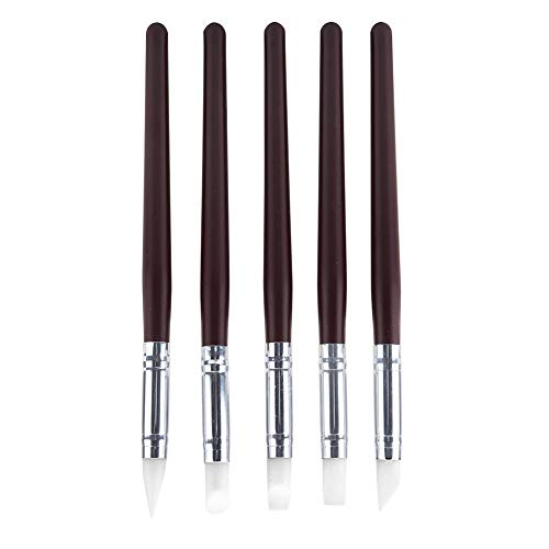5pcs/set Silicone Carving Art Pen Pottery Sculpture Clay Shaping Watercolor Painting DIY Tools Flexible Silicone Rubber Clay Colour Shaping Modeling Wipe Out Tools Soft Tips Shapers Nail Art