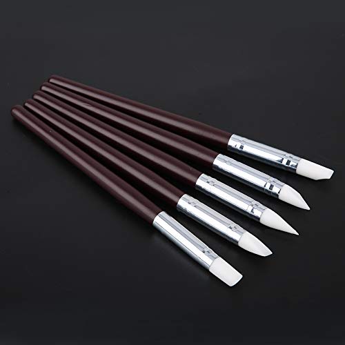 5pcs/set Silicone Carving Art Pen Pottery Sculpture Clay Shaping Watercolor Painting DIY Tools Flexible Silicone Rubber Clay Colour Shaping Modeling Wipe Out Tools Soft Tips Shapers Nail Art