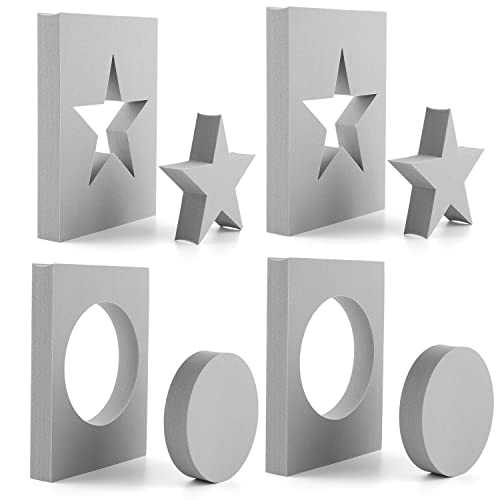 OTCRAFT 4 Pcs Star, Circle Stamping Foam Grey Moldable Foam Stamps Plastic Dry Foam Stamp Pad Cut and Dry Foam Stamping Foam Block for for Sculpture, Modeling, DIY Arts and Handicrafts Projects