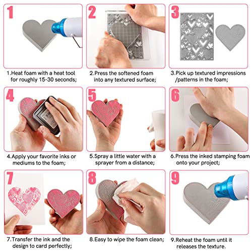 OTCRAFT 4 Pcs Star, Circle Stamping Foam Grey Moldable Foam Stamps Plastic Dry Foam Stamp Pad Cut and Dry Foam Stamping Foam Block for for Sculpture, Modeling, DIY Arts and Handicrafts Projects