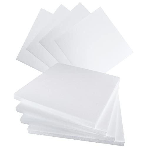 AHUNTTER 8 Pack Craft Styrofoam Blocks 30 x 30 x 2cm Rectangle Polystyrene Foam Bricks Smooth Foam Block for Sculpture Modeling DIY Arts Crafting Kids Class Floral Arrangement – White