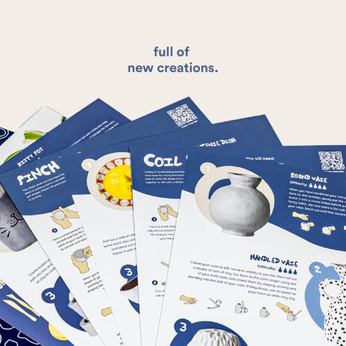 Sculpd Pottery Kit, Air-Dry Clay Starter Kit for Beginners with Matte Varnish, Pottery Kit Includes: Paint, Tool Set, Paintbrushes, Sponge and Step-by-Step Guide, Air Drying Clay Kit for Adults