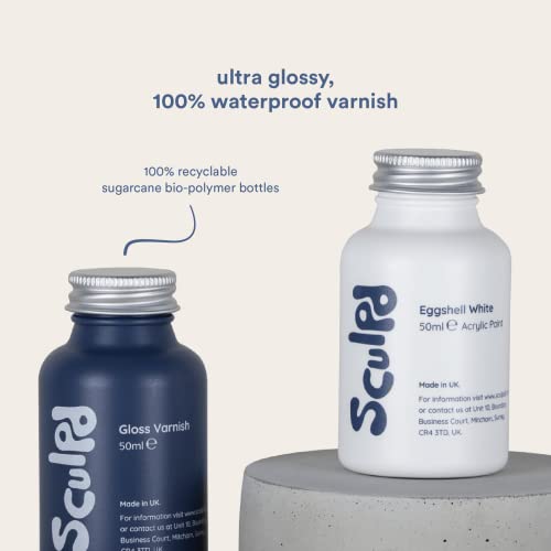 Sculpd Pottery Kit, Air-Dry Clay Starter Kit for Beginners with Matte Varnish, Pottery Kit Includes: Paint, Tool Set, Paintbrushes, Sponge and Step-by-Step Guide, Air Drying Clay Kit for Adults