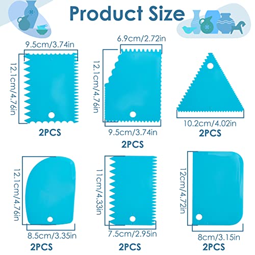 12 Pcs Clay Scraper, Plastic Clay Sculpture Modeling DIY Tools, Comprehensive Collection of Premium Ceramic Serrated Kit for Pottery Art, Sculpting & Craft Carving Set (Blue)