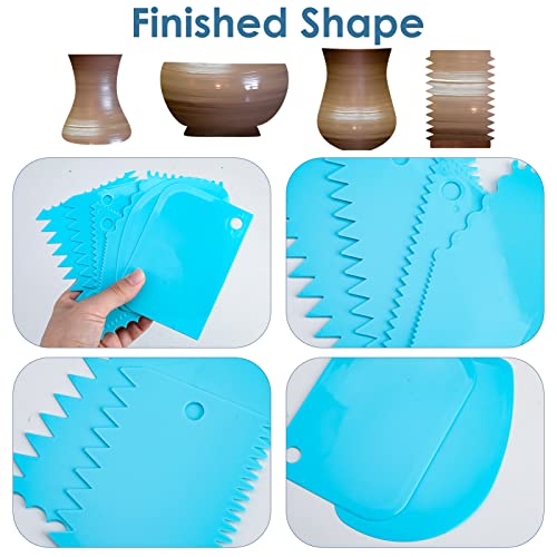 12 Pcs Clay Scraper, Plastic Clay Sculpture Modeling DIY Tools, Comprehensive Collection of Premium Ceramic Serrated Kit for Pottery Art, Sculpting & Craft Carving Set (Blue)