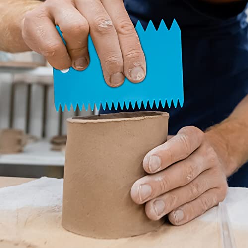 12 Pcs Clay Scraper, Plastic Clay Sculpture Modeling DIY Tools, Comprehensive Collection of Premium Ceramic Serrated Kit for Pottery Art, Sculpting & Craft Carving Set (Blue)