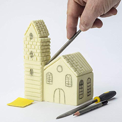 Sculpture Block Polyurethane Foam Carving Block, Hard, White, 6 x 6 x 3 inches