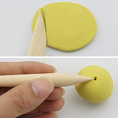 Zeayebsr 10 Pcs Polymer Clay Tools,Wooden Pottery Clay Sculpture Carving Tool Set,Pottery Sculpting Tools Set,Ceramic Clay Modeling Tool Kit for Pottery,Embossing, Ceramics Sculpture,Carving,Modeling