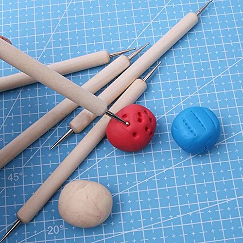 Zeayebsr 10 Pcs Polymer Clay Tools,Wooden Pottery Clay Sculpture Carving Tool Set,Pottery Sculpting Tools Set,Ceramic Clay Modeling Tool Kit for Pottery,Embossing, Ceramics Sculpture,Carving,Modeling