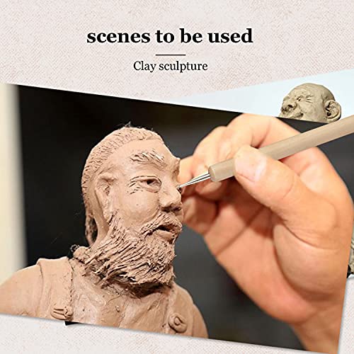 Zeayebsr 10 Pcs Polymer Clay Tools,Wooden Pottery Clay Sculpture Carving Tool Set,Pottery Sculpting Tools Set,Ceramic Clay Modeling Tool Kit for Pottery,Embossing, Ceramics Sculpture,Carving,Modeling