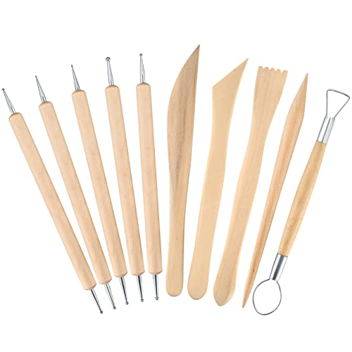 Clay Tools Set, Polymer Clay Tools, Wooden Modeling Clay Sculpting Tools, Pottery Tools Kit for DIY Art Crafts(10 PCs)