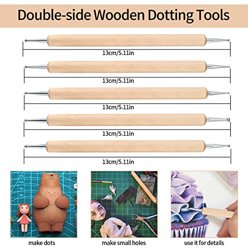 Clay Tools Set, Polymer Clay Tools, Wooden Modeling Clay Sculpting Tools, Pottery Tools Kit for DIY Art Crafts(10 PCs)