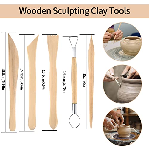 Clay Tools Set, Polymer Clay Tools, Wooden Modeling Clay Sculpting Tools, Pottery Tools Kit for DIY Art Crafts(10 PCs)