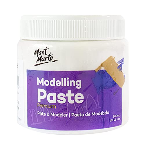 Mont Marte Modelling Paste 500ml – White – Ideal for 3D Effects – Suitable for Acrylic Painting and Oil Painting – Texture Paste for Canvas