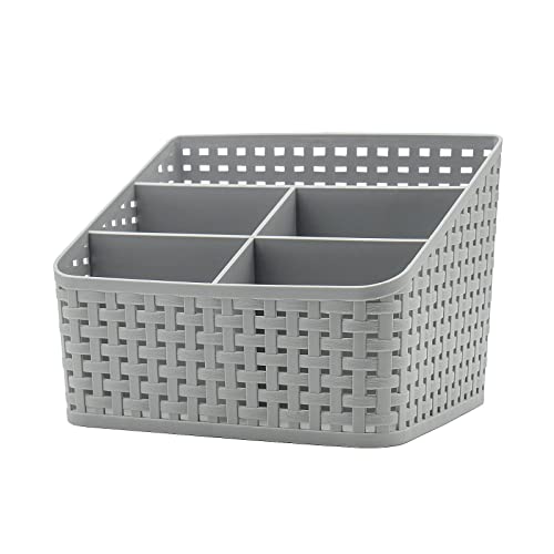 Fai Top Storage Basket, Cosmetic Box Organiser,Plastic Storage Box Desktop 5 Grid Sub-grid Storage Case Multi-function Storage for Desktop Office Bedroom Countertop Home Kitchen-Grey