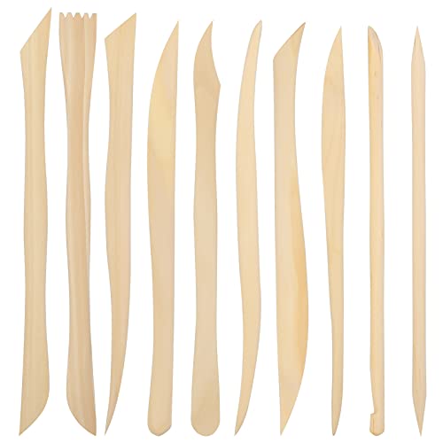GOTH Perhk 10 Pcs Clay Sculpture Tools, Wooden Ceramic Clay Modeling Tools Set for Art Crafts, Sculpture, Cutting, Shaped