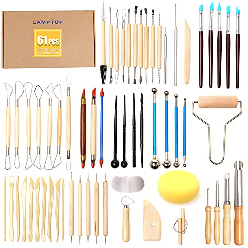 61pcs Ceramic Tools Clay Sculpting Set, Polymer Clay Tools Clay Sculpting Tools, Pottery Carving Tool for Engraving Modeling Embossing Shaping Art DIY