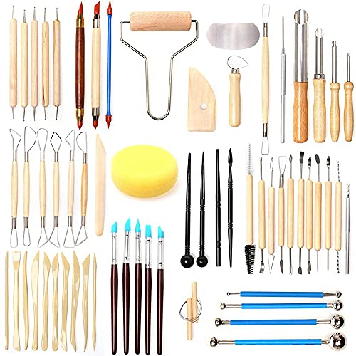 61pcs Ceramic Tools Clay Sculpting Set, Polymer Clay Tools Clay Sculpting Tools, Pottery Carving Tool for Engraving Modeling Embossing Shaping Art DIY