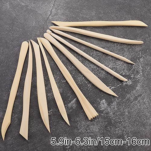 GOTH Perhk 10 Pcs Clay Sculpture Tools, Wooden Ceramic Clay Modeling Tools Set for Art Crafts, Sculpture, Cutting, Shaped