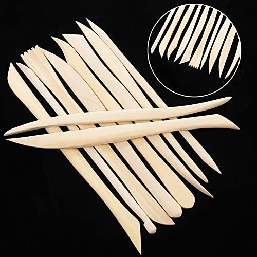 GOTH Perhk 10 Pcs Clay Sculpture Tools, Wooden Ceramic Clay Modeling Tools Set for Art Crafts, Sculpture, Cutting, Shaped