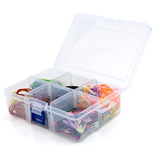 HANGERWORLD Clear Plastic Multi Purpose Crafts Organiser 6 Compartment Storage Box
