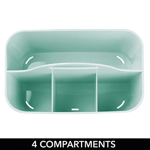 mDesign Art Supplies Organiser – Practical Plastic Arts and Crafts Storage Box with Carrying Handle – Desk Organiser with Compartments for Storing Many Items – Mint Green