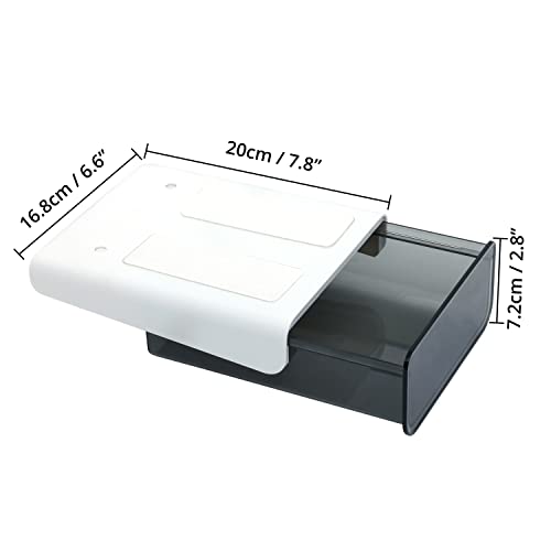 FNG8 Stick On Pull Out Drawer - Multipurpose Plastic Under Table Drawer with Self Adhesive Backing for Home Office Desk Accessories, School Supplies Organizer, Arts & Crafts Storage Tray