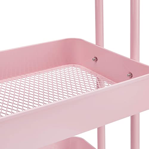 Amazon Basics 3-Layer Kitchen Trolley with 360 Degree Wheels for indoor and outdoor use, Dusty Pink
