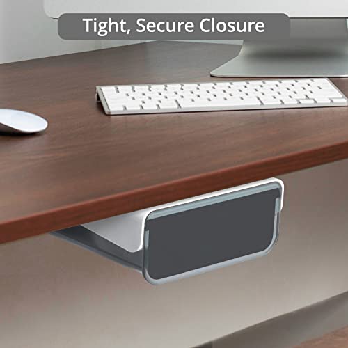 FNG8 Stick On Pull Out Drawer - Multipurpose Plastic Under Table Drawer with Self Adhesive Backing for Home Office Desk Accessories, School Supplies Organizer, Arts & Crafts Storage Tray