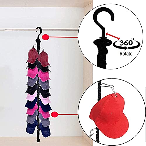 1pcs Closet Hanging Cap Keeper Closet Cap Racks Hats Holders Closet Hook Storage Organizer Hat Display Rack, With 20 Clips, for Your Toys, Hat,Cap, Scarves, Gloves, Towel - No Hat,No toy