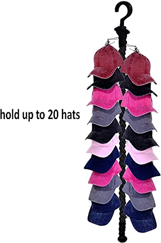 1pcs Closet Hanging Cap Keeper Closet Cap Racks Hats Holders Closet Hook Storage Organizer Hat Display Rack, With 20 Clips, for Your Toys, Hat,Cap, Scarves, Gloves, Towel - No Hat,No toy