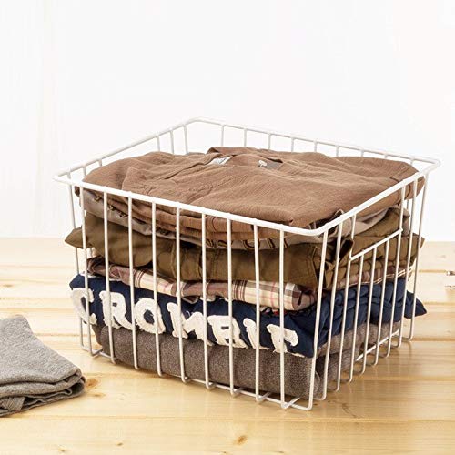 SANNO Freezer Wire Storage Organizer Basket, Open Refrigerator or Fridge Food Storage Bin with Handles for Organizing Freezer Cabinets, Pantry, Closets, Bedrooms - Set of 2