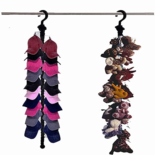 1pcs Closet Hanging Cap Keeper Closet Cap Racks Hats Holders Closet Hook Storage Organizer Hat Display Rack, With 20 Clips, for Your Toys, Hat,Cap, Scarves, Gloves, Towel - No Hat,No toy