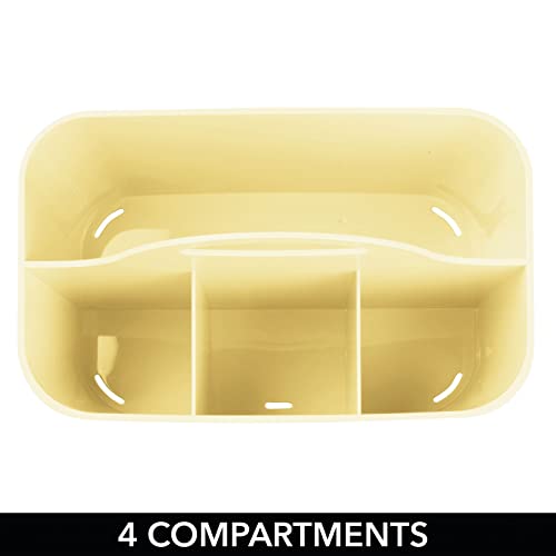 mDesign Art Supplies Organiser – Practical Plastic Arts and Crafts Storage Box with Carrying Handle – Desk Organiser with Compartments for Storing Many Items – Light Yellow
