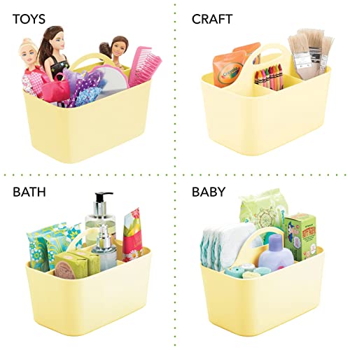 mDesign Art Supplies Organiser – Practical Plastic Arts and Crafts Storage Box with Carrying Handle – Desk Organiser with Compartments for Storing Many Items – Light Yellow