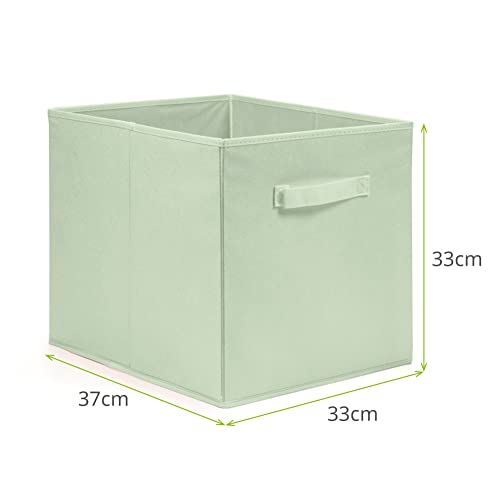 EZOWARE Set of 4 Collapsible Storage Cubes, Foldable Fabric Organizer Basket Bin Boxes Set With Handles for Baby Kids Toy Nursery Room Home Closet Drawers - 33 x 37 x 33cm / Pastel Green