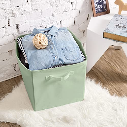 EZOWARE Set of 4 Collapsible Storage Cubes, Foldable Fabric Organizer Basket Bin Boxes Set With Handles for Baby Kids Toy Nursery Room Home Closet Drawers - 33 x 37 x 33cm / Pastel Green