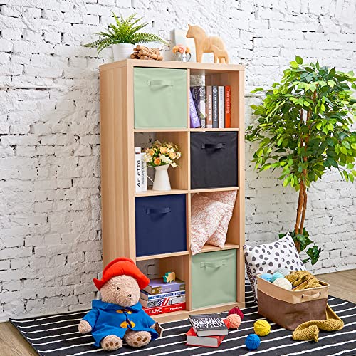 EZOWARE Set of 4 Collapsible Storage Cubes, Foldable Fabric Organizer Basket Bin Boxes Set With Handles for Baby Kids Toy Nursery Room Home Closet Drawers - 33 x 37 x 33cm / Pastel Green