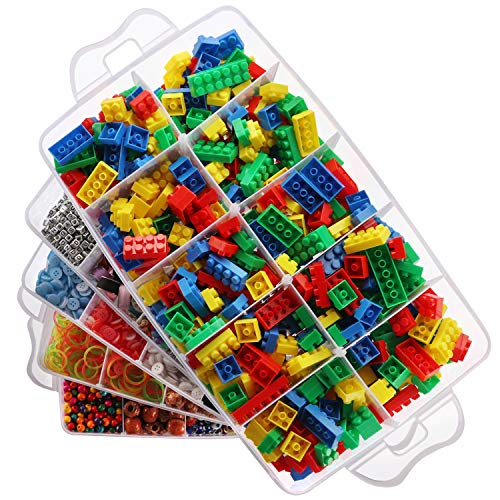 BELLE VOUS 5 Tier Tall Clear Transparent Plastic Stackable Storage Box - Adjustable Compartment Slots - Maximum 50 Compartments - Container for Storing Toys, Jewellery, Beads, Arts & Crafts, Tools